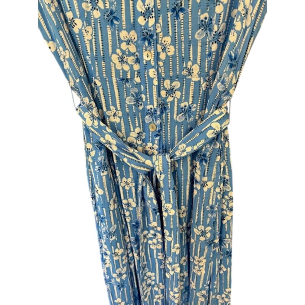 Zara “Marilyn” Belted Maxi Blue and White Floral Dress Size Small - Picture 6 of 8